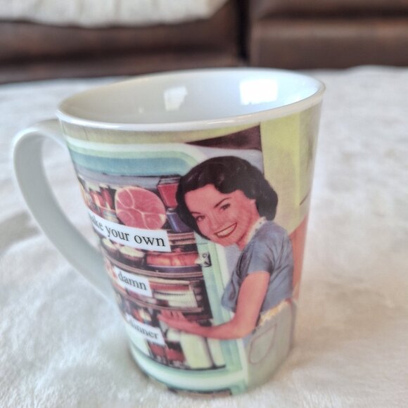 Anne Taintor "Make Your Own Damn Dinner" Retro Diva 9 OZ Porcelain Coffee Cup - Picture 3 of 5